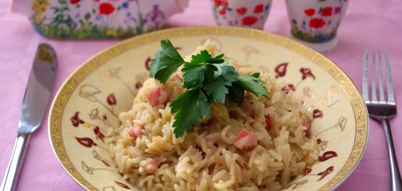 Ризотто с копченой грудинкой