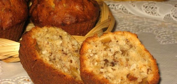 Бананово-кокосовые кексы с грецкими орехами