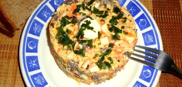 Салат с куриными желудками