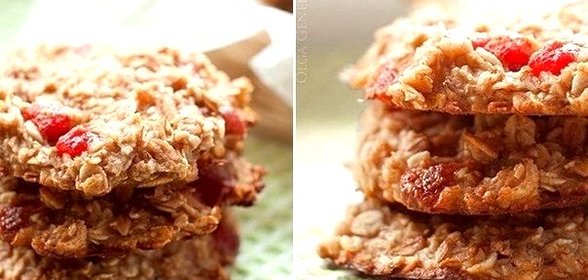 Овсяное фитнес-печенье с клубникой