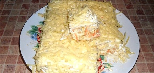 Рыбный пирог из коржей Наполеон