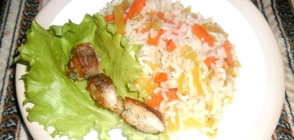 Рис с овощами и рыбой