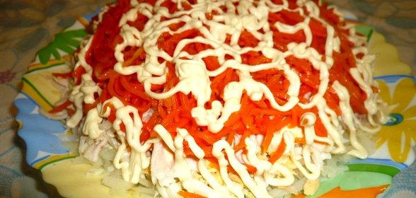 Салат из куриного мяса с морковью по-корейски