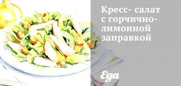 Кресс-салат с горчично-лимонной заправкой