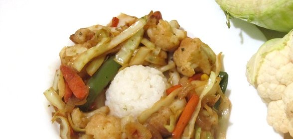 Рис отварной с овощами