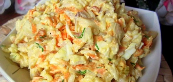 Теплый рыбный салат с рисом