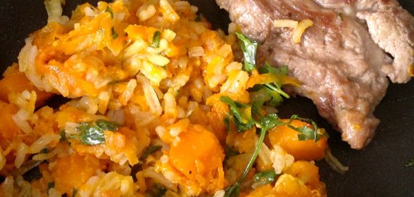 Тыквенный чатни с рисом и бараниной