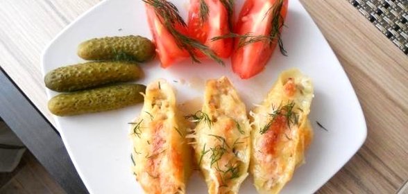 Ракушки конкильони фаршированные фаршем