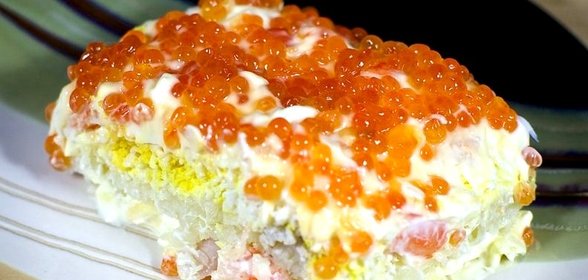 Салат слоеный с креветками