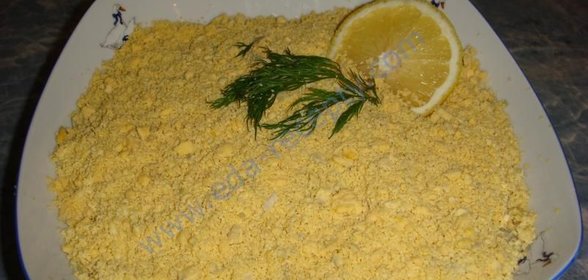 Салат Мимоза с сардиной и сыром