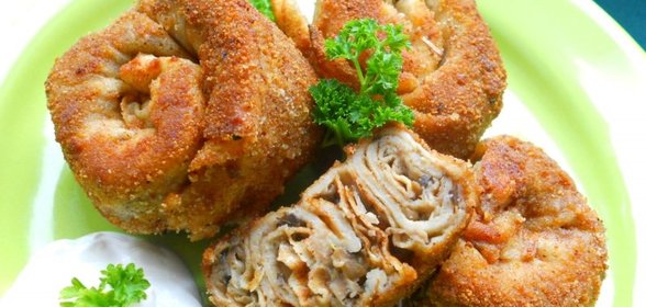 Блинчатые пирожки с грибами Улитки