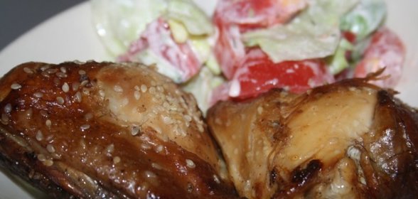 Запеченные куриные бедрышки Аля терияки в мультиварке