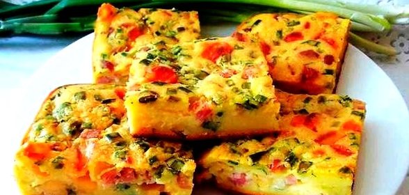 Быстрый пирог с ветчиной и сыром