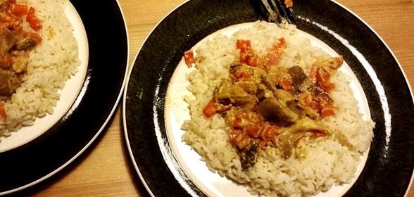 Рис с грибами и сметаной