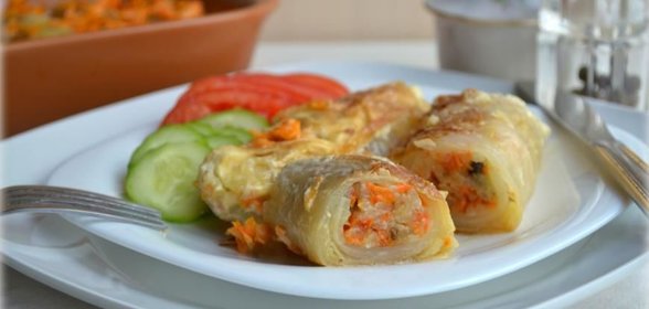 Постные голубцы с рисом, грибами и оливками