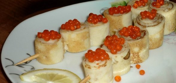Блинные рулеты с икрой