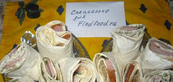 Лаваш с ветчиной и сливочным сыром