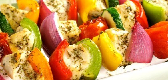 Шашлык из маринованной курицы и цукини