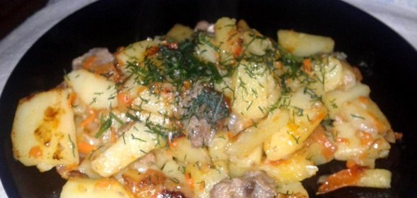 Жареный картофель с мясом