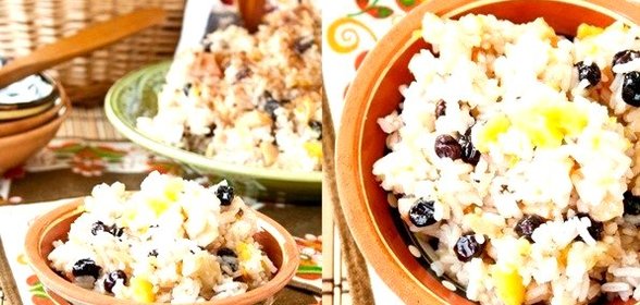 Плов с тыквой и фруктами