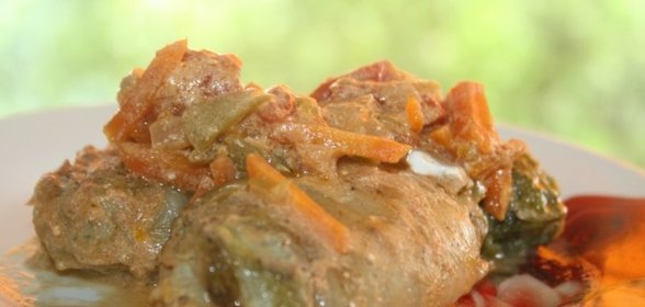 Весенние голубцы из фарша ассорти(свинина+курица+индейка) со свежей зеленью