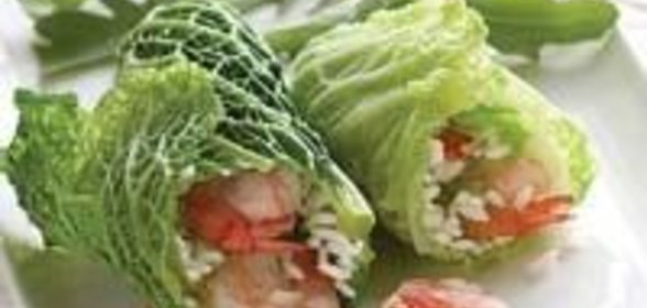 Голубцы из савойской капусты с креветками