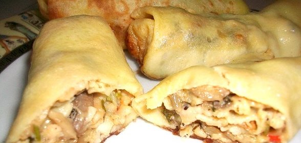 Блины с мясом и грибами