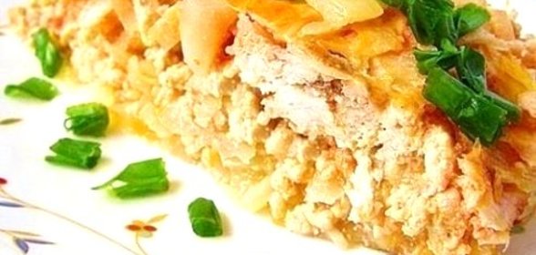 Капустная запеканка с куриным фаршем