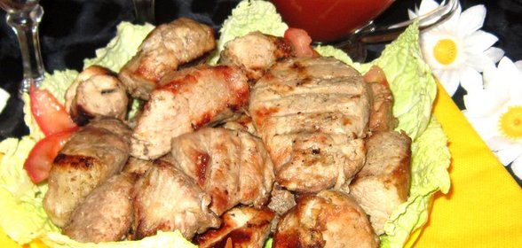 Шашлык из свинины маринованный в минералке