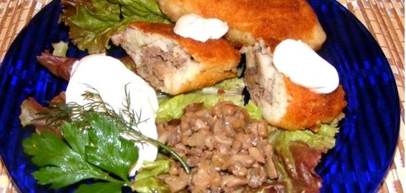 Зразы из фарша с грибами