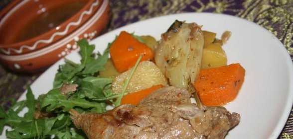Осенняя утка с тыквой, фенхелем и яблоками