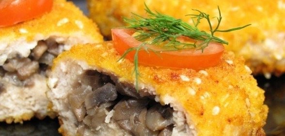 Зразы из индейки с грибами