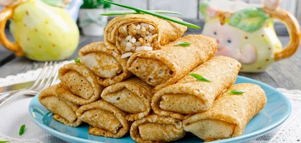 Блинчики с рисом и мясом