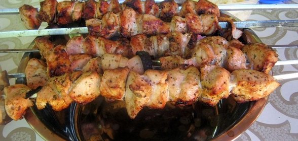Шашлык из курицы с лимоном