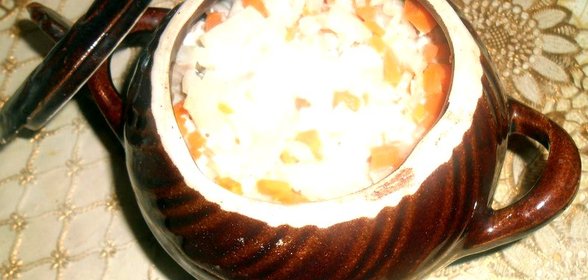 Запеканка с макаронами в горшочках