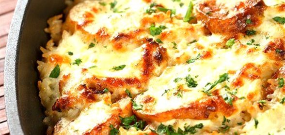 Картофельная запеканка с мясом и грибами