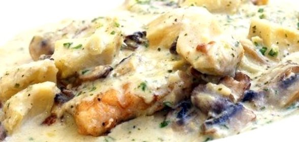 Фрикасе из курицы со сморчками