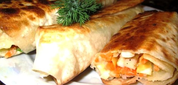 Трубочки из лаваша с начинкой