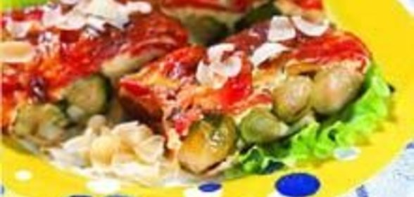 Запеканка из брюссельской капусты с миндалем
