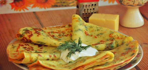 Блинчики с сыром и зеленью