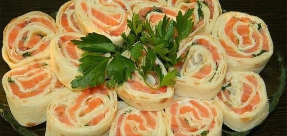 Лавашный рулет с семгой Трёхслойный