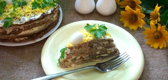 Печеночный тортик с орехом