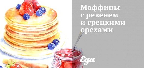 Маффины с ревенем и грецкими орехами