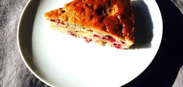 Шарлотка с антоновкой и брусникой без глютена