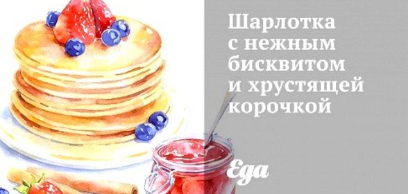 Шарлотка с нежным бисквитом и хрустящей корочкой