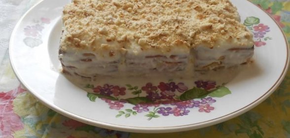 Торт из печенья и творога без выпечки