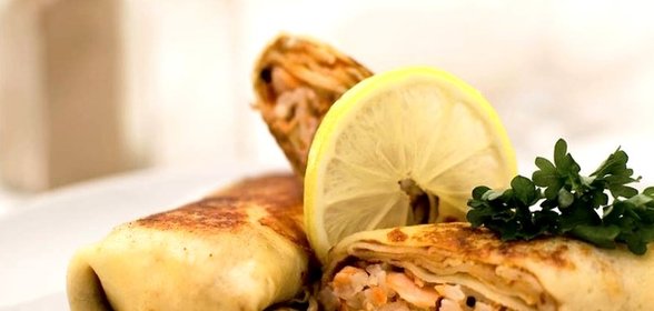 Блины с фаршем и рисом