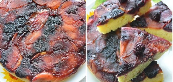 Шарлотка с яблоками и ежевикой