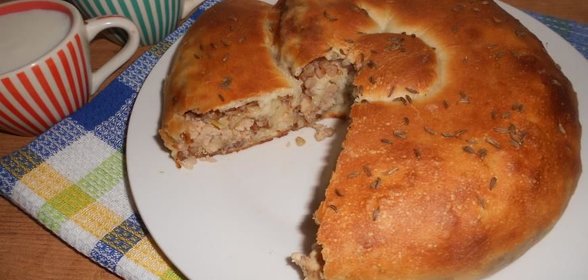 Гречнево-мясной пирог