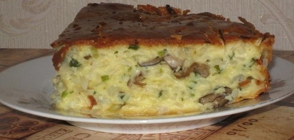 Пирог заливной с капустой и грибами